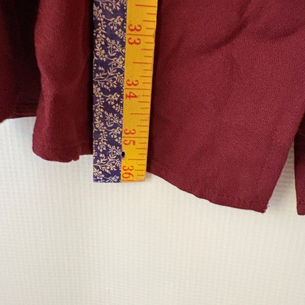 Old Navy Royal Velvet Dress Women's Medium Burgundy Red V Neck Button Front - Picture 7 of 7
